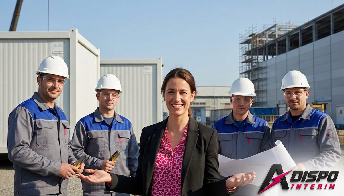 Travailleurs roumains et responsable RH sur un site industriel français.