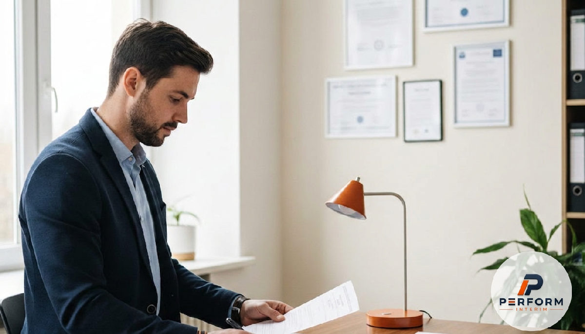 Chargé de recrutement examinant des CV de soudeurs qualifiés et des certificats européens.