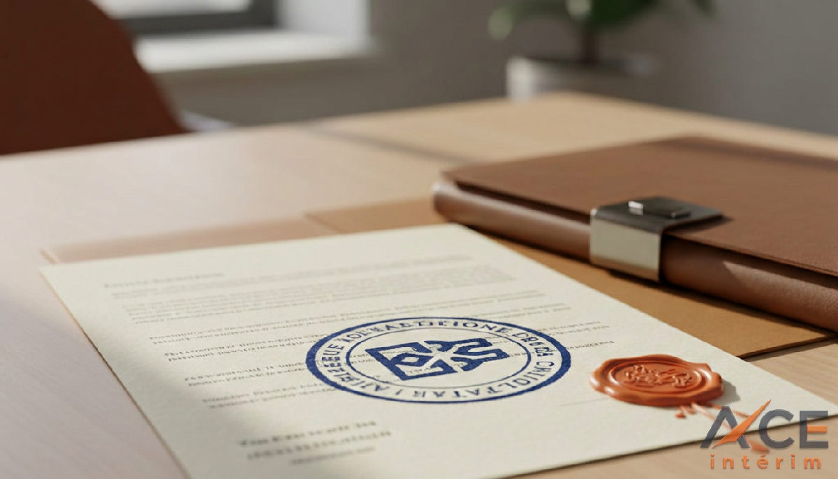 Document administratif de conformité avec un tampon de validation.