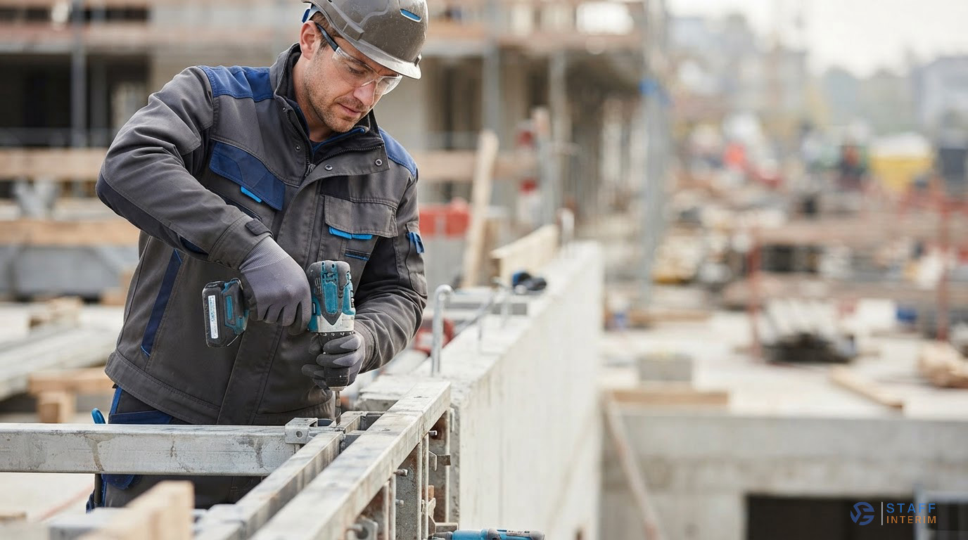 Un ouvrier qualifié travaillant sur un chantier de construction.