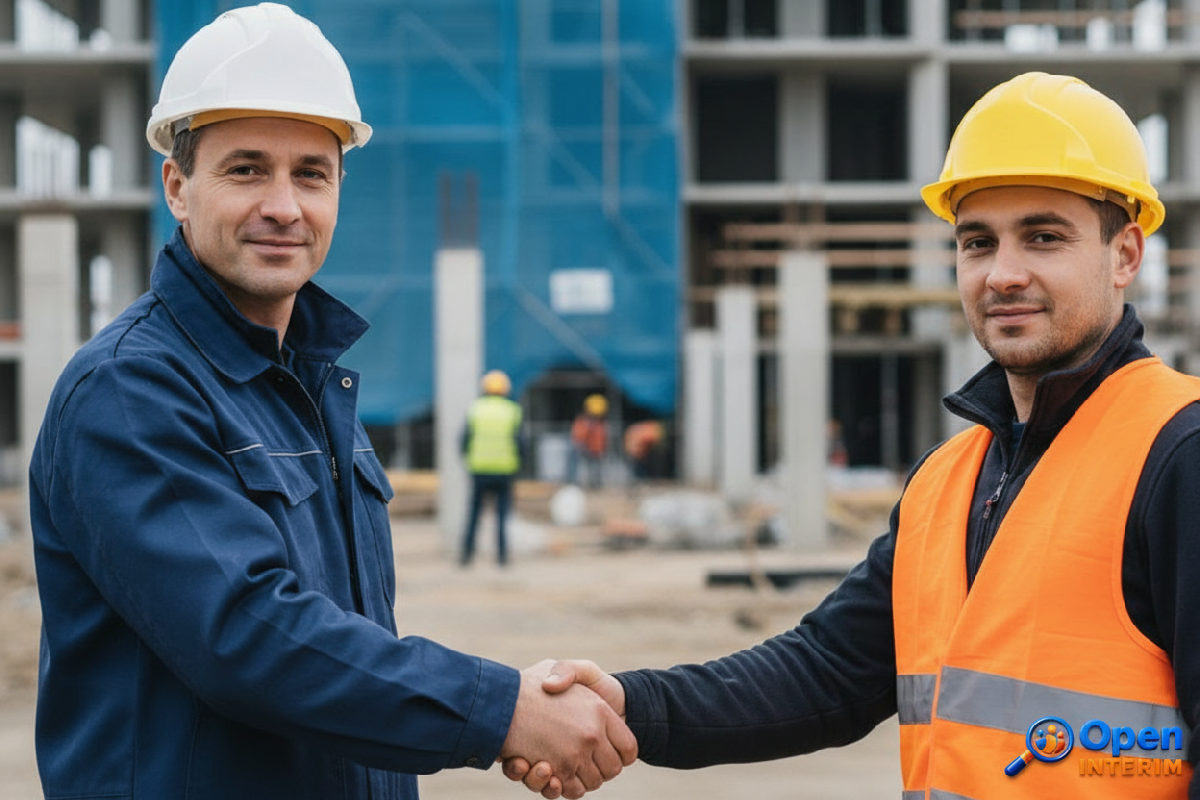 Partenariat réussi : main tendue sur chantier.