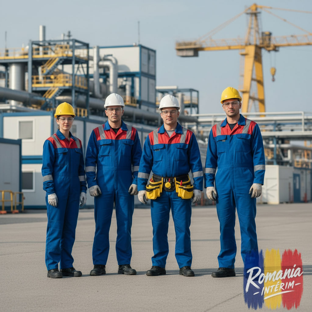 Des ouvriers roumains qualifiés sur un chantier industriel en France.