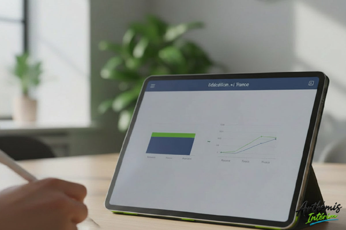 Tableau comparatif des niveaux d'études Roumanie/France sur tablette.