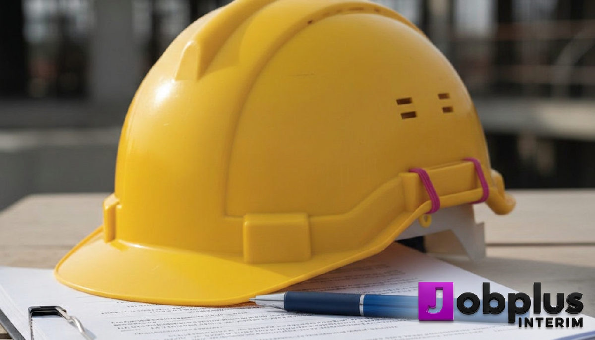 Contrat et casque symbolisant la sécurité du recrutement.