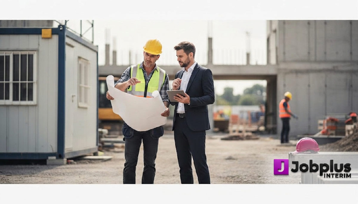 Chef de chantier et agent discutant du recrutement.