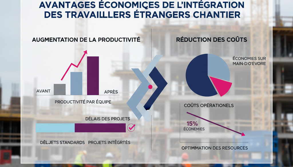 Infographie des bénéfices économiques de l'intégration des travailleurs étrangers.