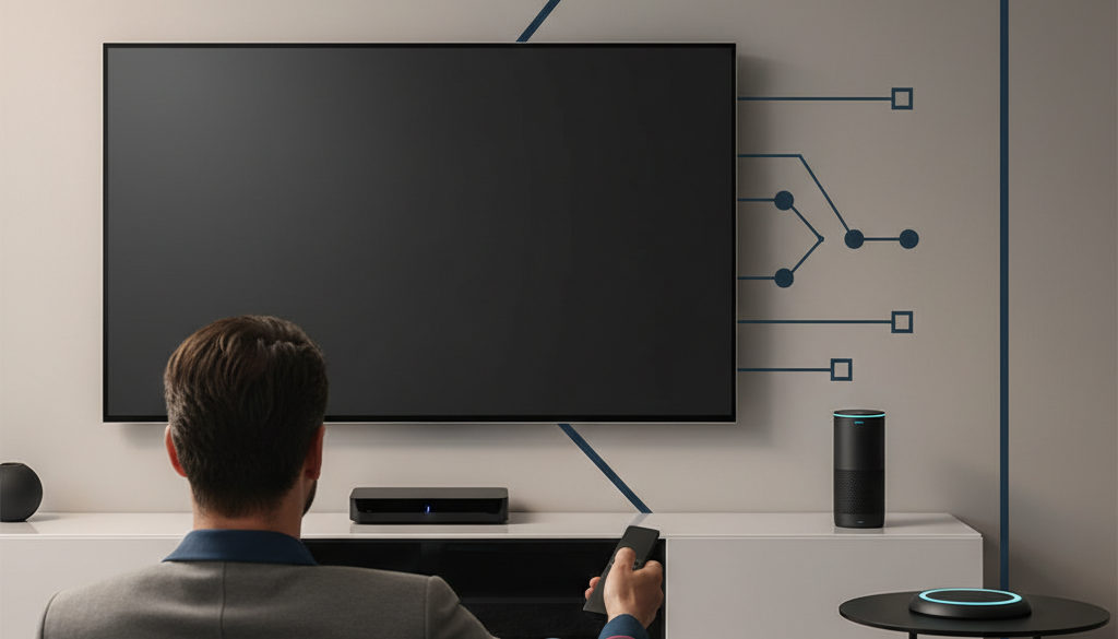 IPTV Abo Deutschland – Smart-TV mit IPTV-App und laufendem Programm.