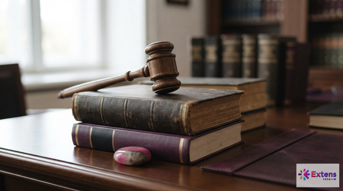 Marteau de justice sur des codes de loi pour le cadre légal international.