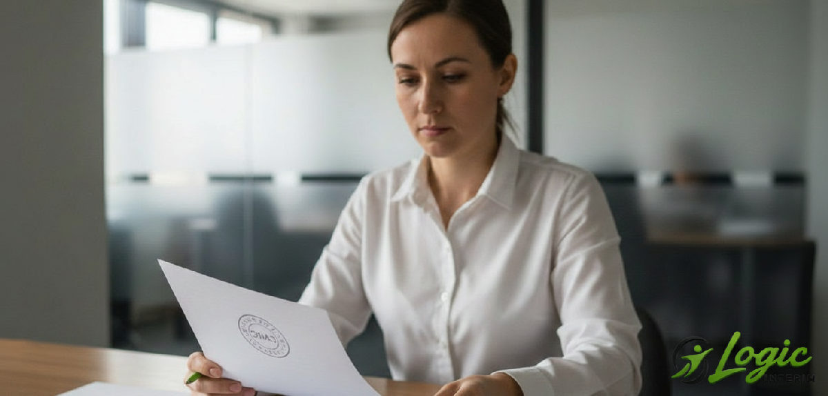 Agent administratif vérifiant des documents officiels roumains