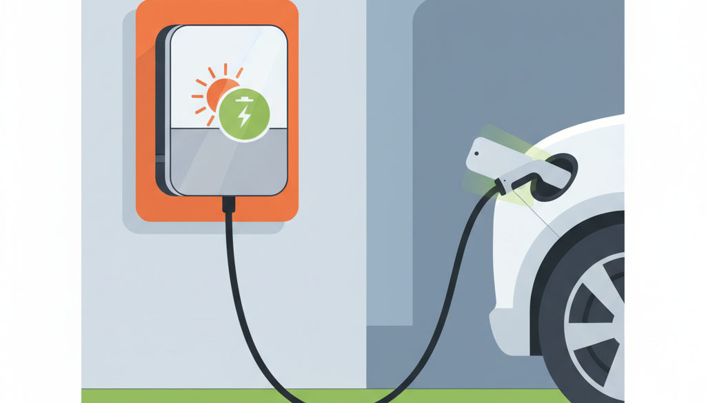 Wallbox v garáži připojený k elektromobilu.
