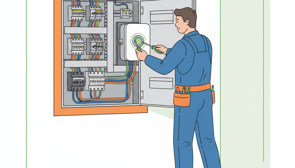 Instalace chytrého wallboxu v bytovém rozvaděči.