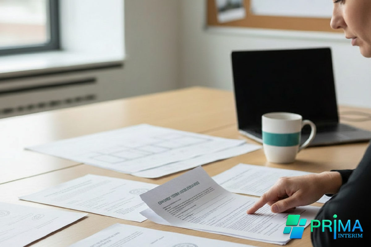 Gestionnaire RH vérifiant des documents pour le recrutement international.