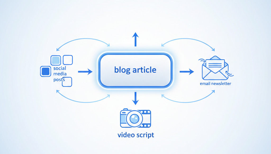 Blog content repurposed for social media, email, and video.