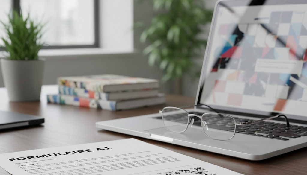 Document officiel 'Formulaire A1' sur un bureau d'entreprise.