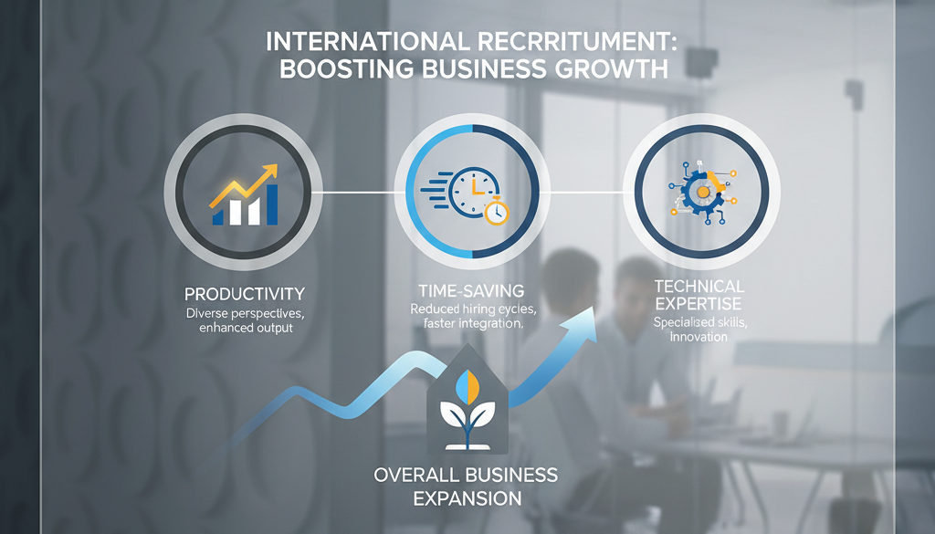 Infographie : le recrutement international stimule la croissance des entreprises.