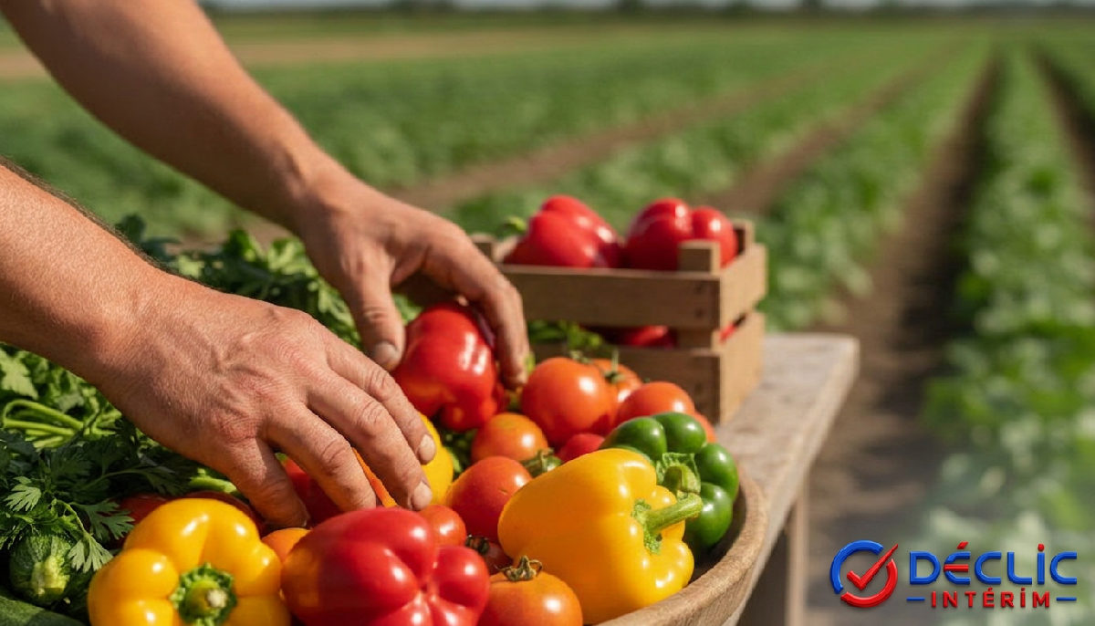 Mains expertes d'un saisonnier triant des légumes fraîchement cueillis.