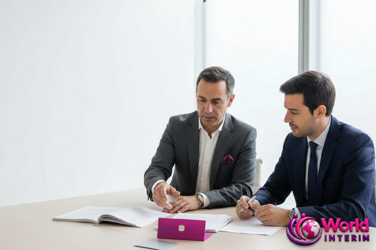 Consultant World Interim explique la conformité à un chef d'entreprise.
