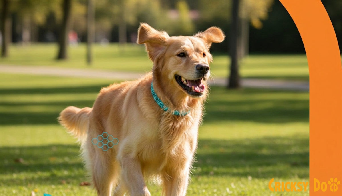 Ein gesunder Hund mit glänzendem Fell rennt im Park.