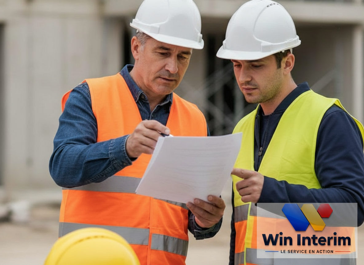 quelle assurance pour ouvriers roumains en France ? - Chef de chantier et ouvrier examinant des documents.