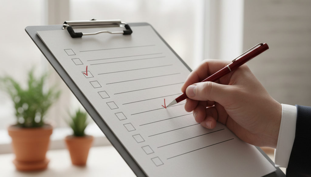 Liste de contrôle cochée, symbolisant un processus de recrutement simple.