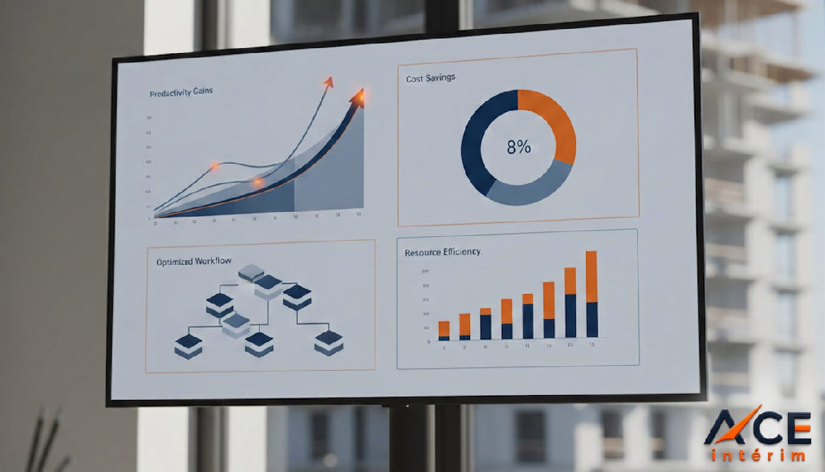 Tableau de bord montrant les gains de productivité et les économies grâce au détachement.