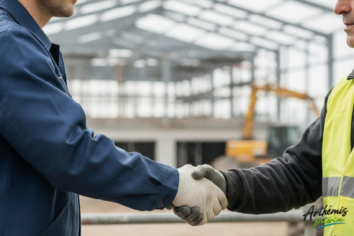 Partenariat réussi entre un chef de chantier français et un ouvrier roumain.