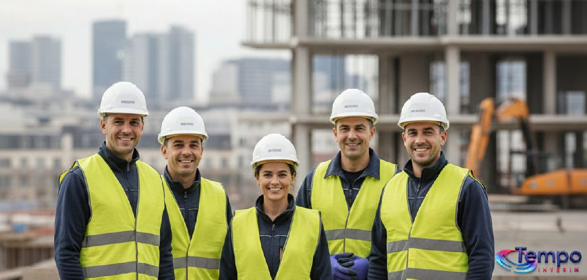 comment détacher un intérimaire roumain en France - Ouvriers roumains souriants sur un chantier en France.