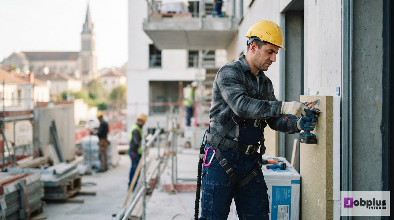 Un ouvrier qualifié travaillant sur un chantier en France.