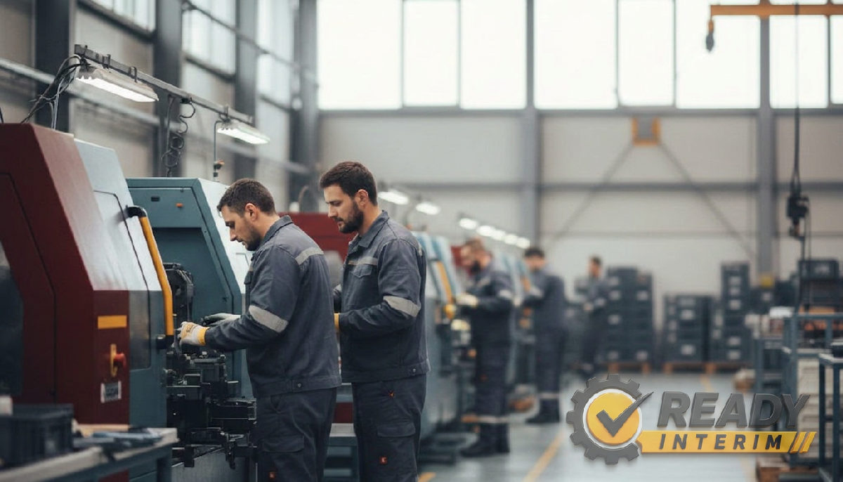 optimisation coûts RH personnel roumain industrie - Ouvriers roumains qualifiés sur une ligne de production moderne.