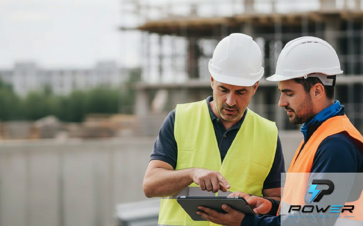 gérer barrière langue intérimaires roumains - Chef expliquant des plans sur tablette à un ouvrier roumain.