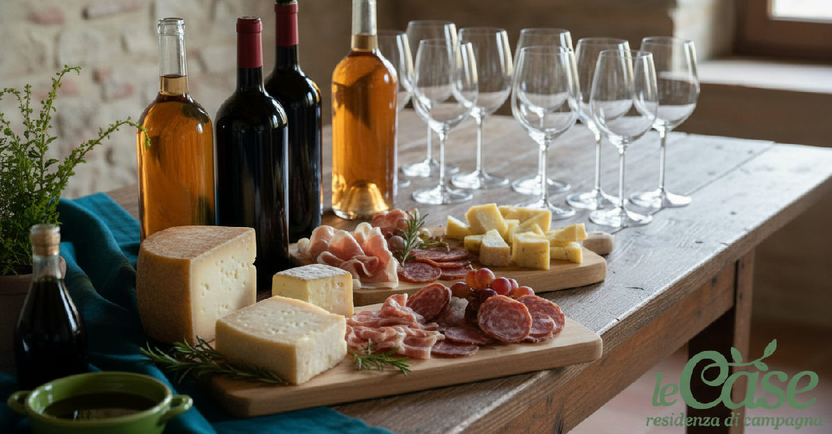 Degustazione di vini naturali con formaggi e salumi locali.