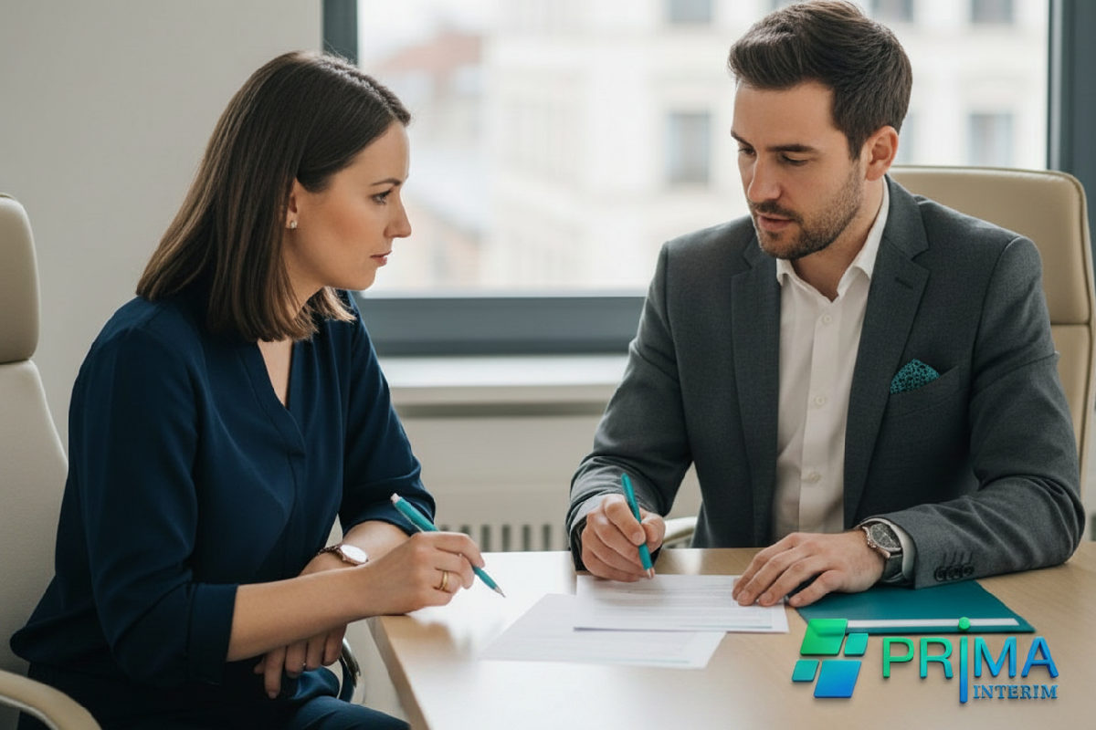 Gestionnaire expliquant les contrats d'assurance à un client.