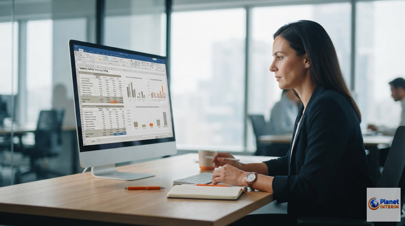 Un gestionnaire RH analysant les coûts financiers de l'intérim sur un tableau numérique.