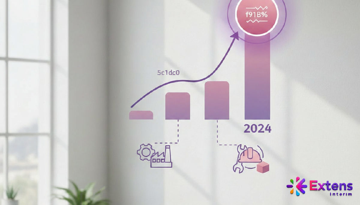 Croissance de la satisfaction client d'Extens Interim, 95% en 2024.