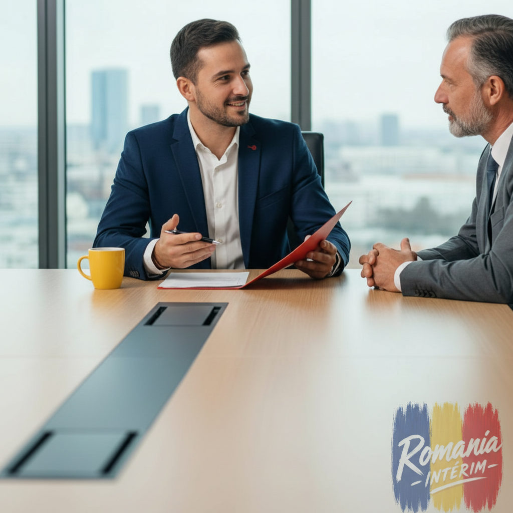 Consultant expliquant la conformité à un chef d'entreprise français.