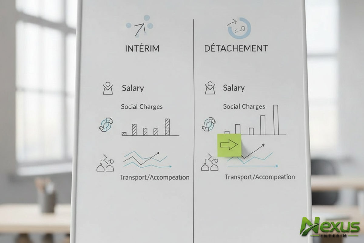 Tableau comparant les coûts de l'intérim et du détachement.