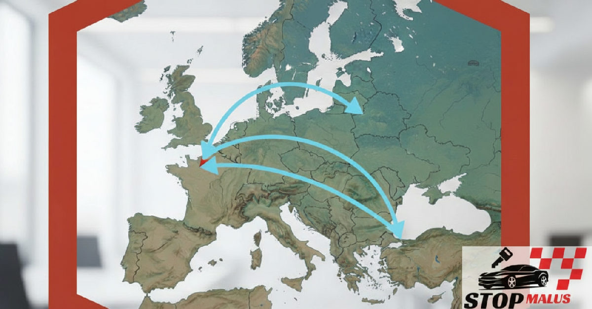 éviter malus sportif importation UE - Carte Europe : itinéraire d'immatriculation pour éviter le malus.