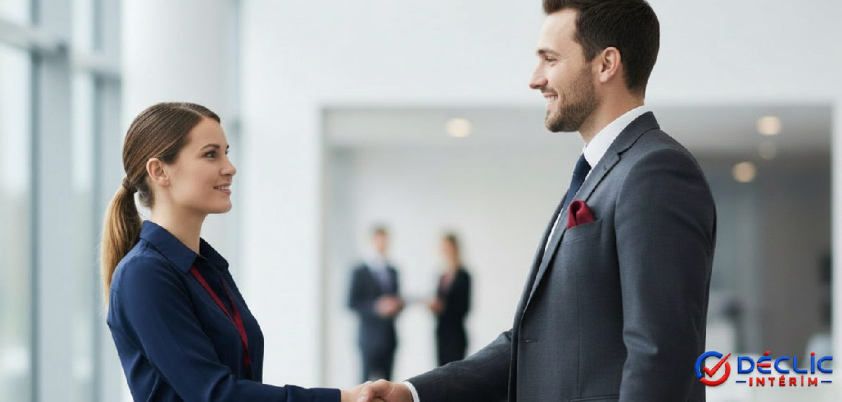 Un recruteur et un travailleur qualifié se serrent la main.