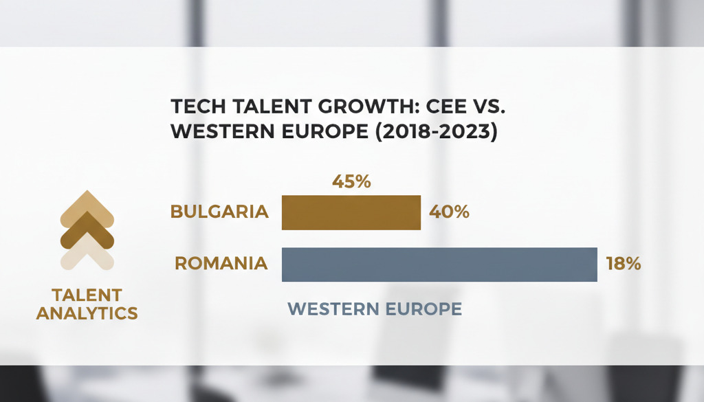 Comparaison de la croissance des talents tech en Bulgarie et Roumanie.