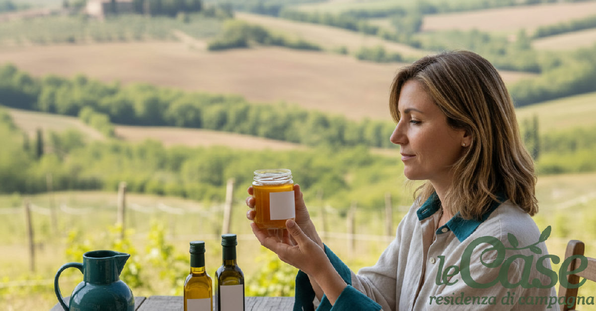 Degustazione di miele artigianale all'aperto con vista sulle colline umbre.