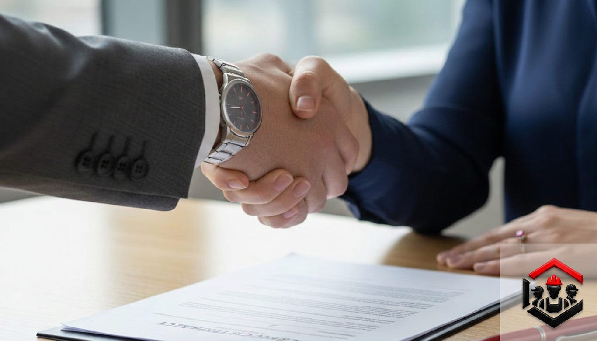 Poignée de main sur un contrat de recrutement scellé.