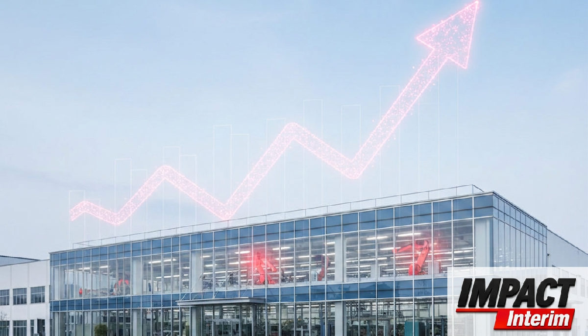 Graphique de croissance sur fond d'usine moderne.