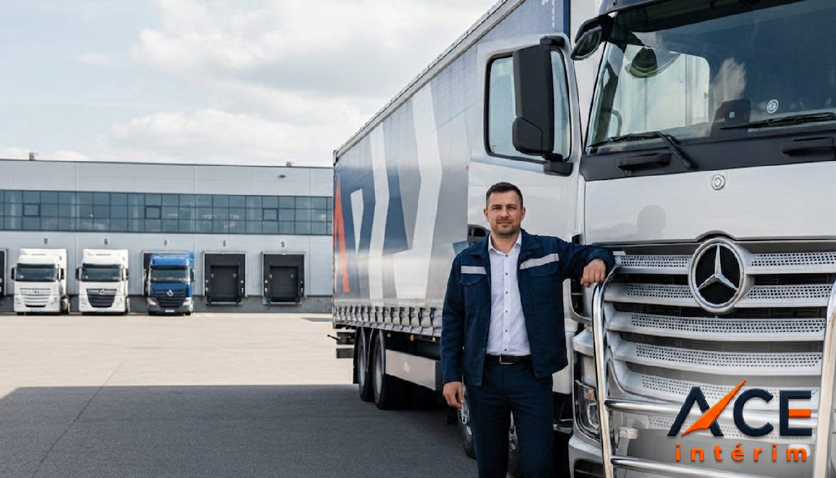 recrutement chauffeurs routiers roumains - Chauffeur routier roumain expérimenté devant un camion moderne.