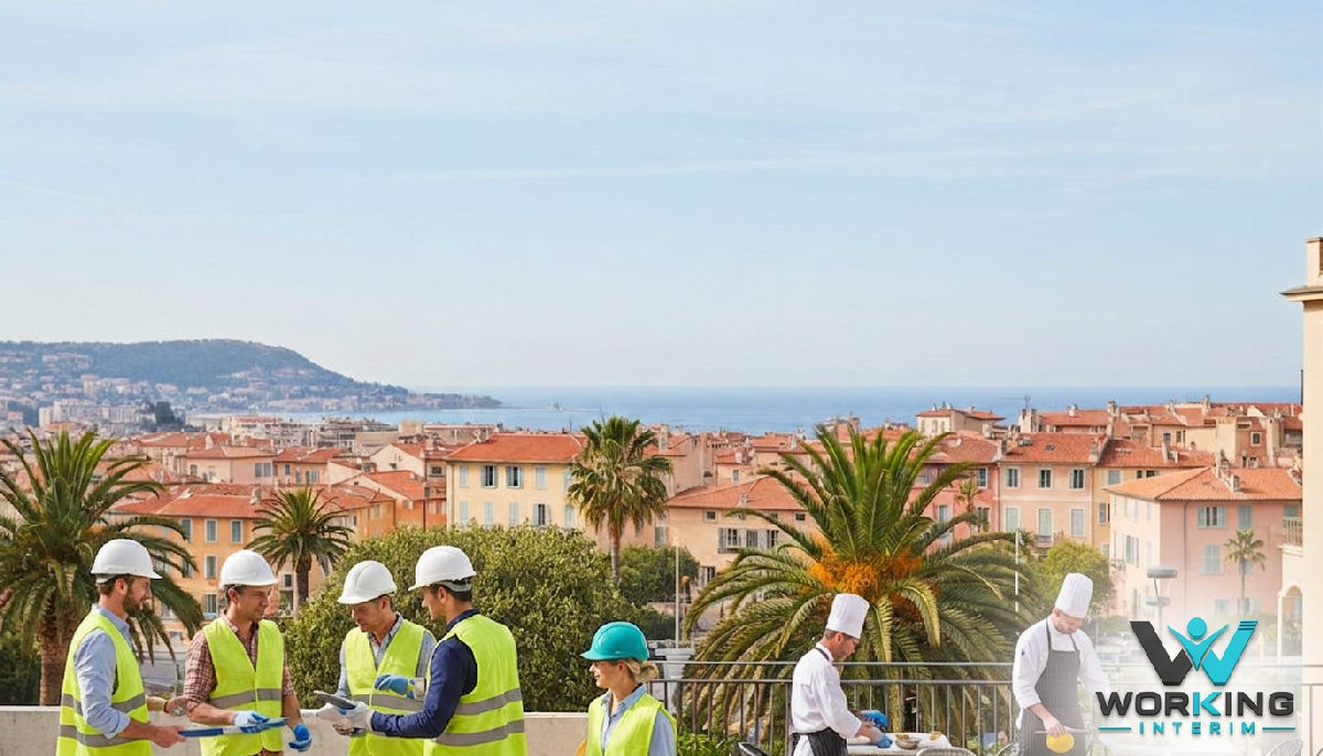 Travailleurs roumains et français collaborent à Nice.