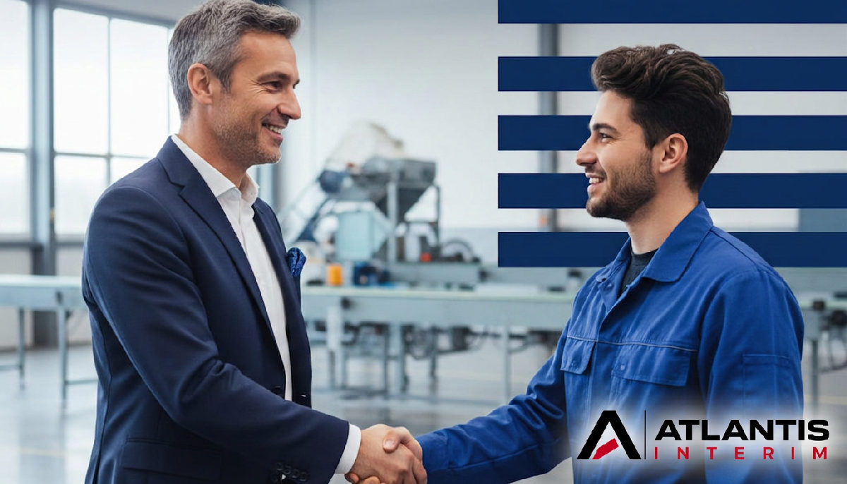 Partenariat réussi : poignée de main manager français et technicien roumain.