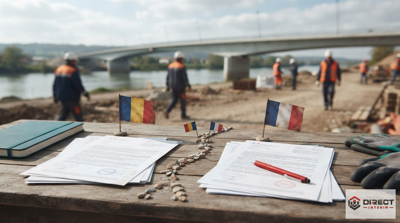 Représentation symbolique des documents administratifs pour le recrutement de travailleurs roumains.