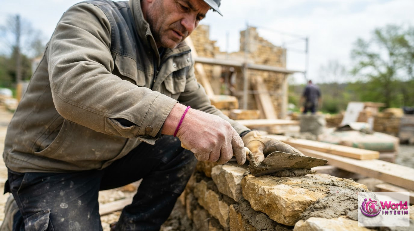 Une équipe de maçons qualifiés travaillant ensemble sur un projet immobilier.