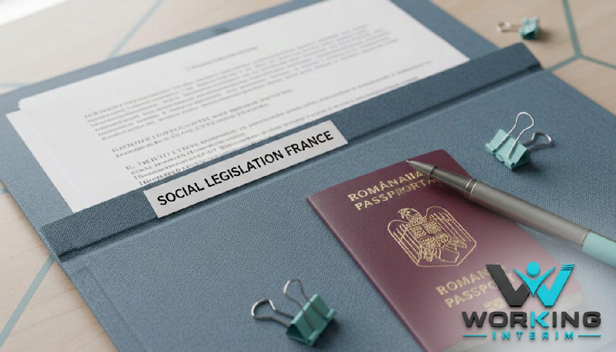 Documents légaux 'Législation sociale France' avec passeport roumain.