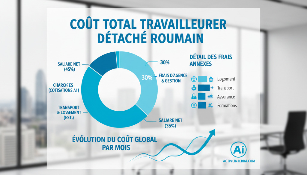 coût total travailleur détaché Roumain - Infographie du coût total d'un travailleur détaché roumain.