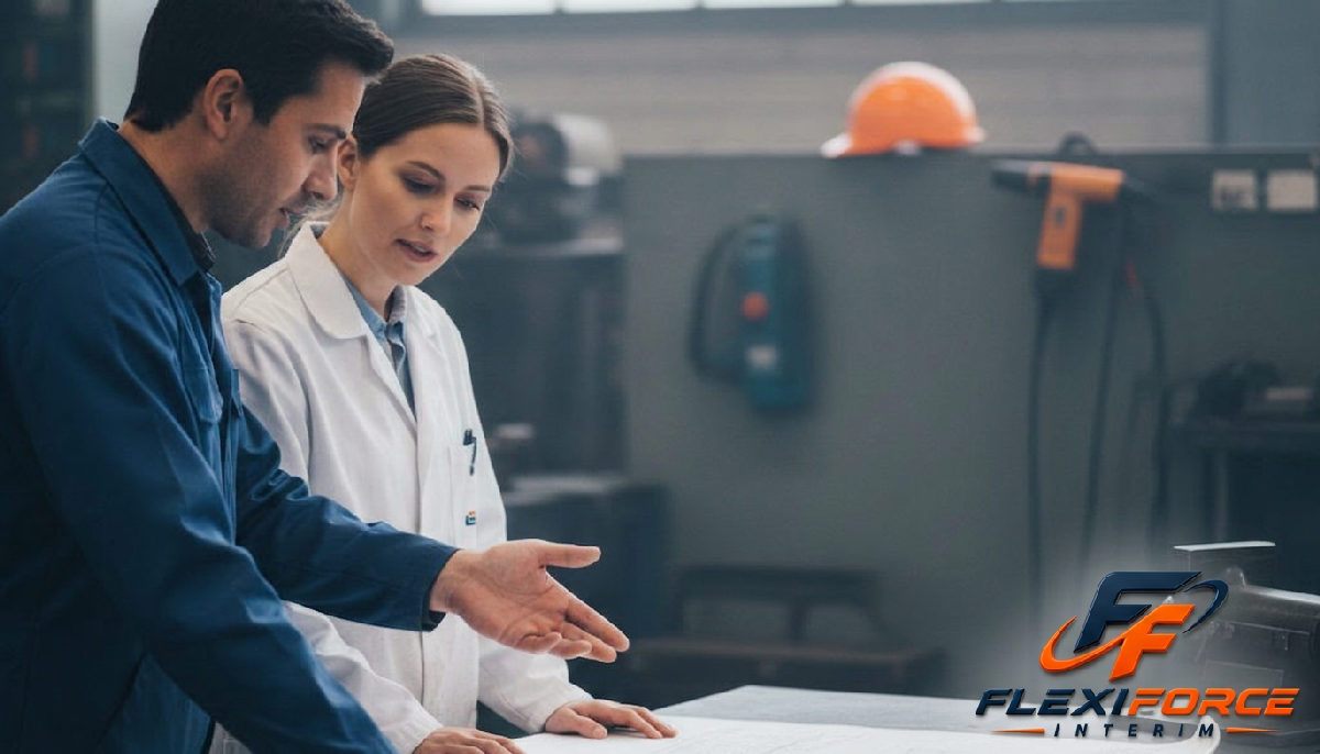 Professionnels français et roumain discutant un plan de soudage technique.